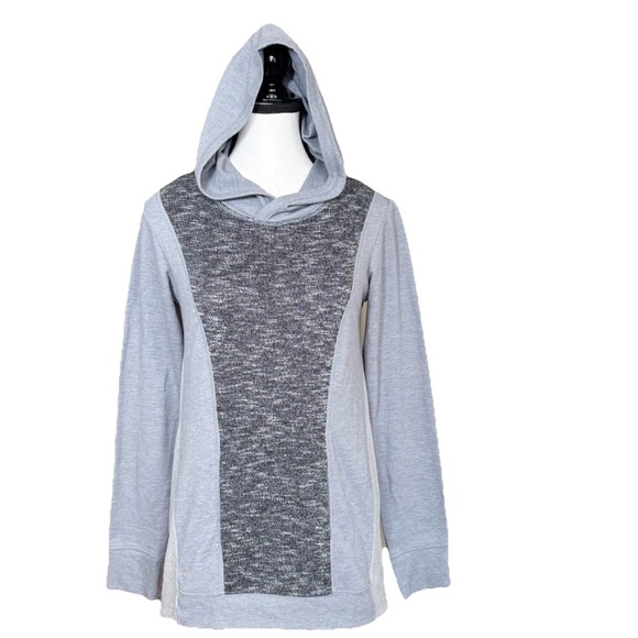 Logo Lounge Tops - LOGO LORI GOLDSTEIN A-Line Tunic Hoodie Top Gray Color block XS Athleisure QVC